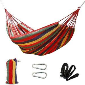 Brazilian Large Single Canvas Cotton Hammock | Weights up to 400 lb.(Rainbow)